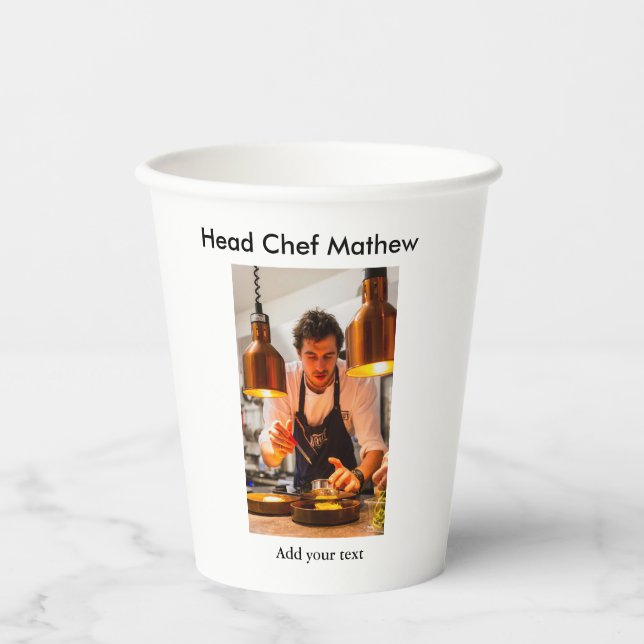 Vasos De Papel Cocina del chef añada nombre de texto hombres pana (Anverso)