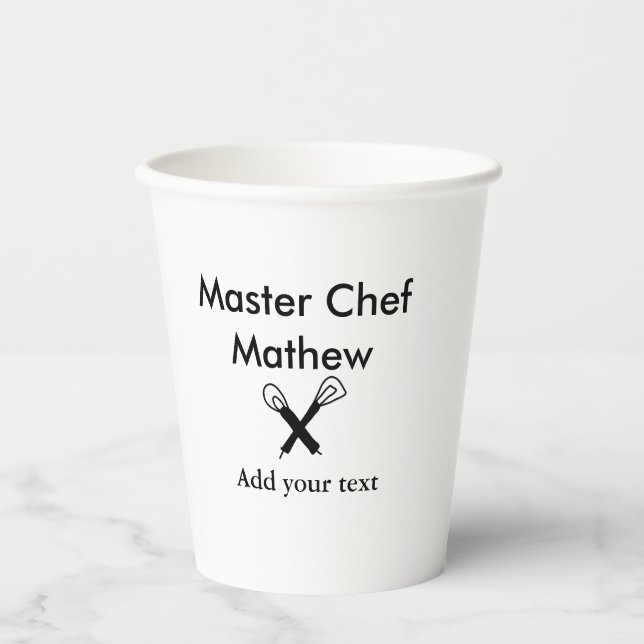 Vasos De Papel Cocina maestra cocinera panadería cocinero agregar (Anverso)