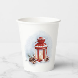 Vasos De Papel Cocina Toallas linterna roja con una vela brillant