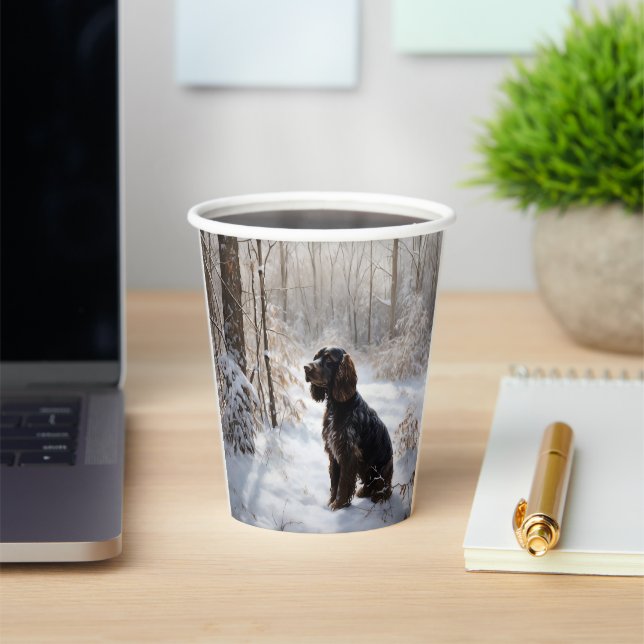 Vasos De Papel Cocker Spaniel Deja que nieve Navidad (in situ)