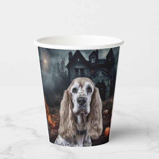 Vasos De Papel Cocker Spaniel Halloween Scary (Anverso)