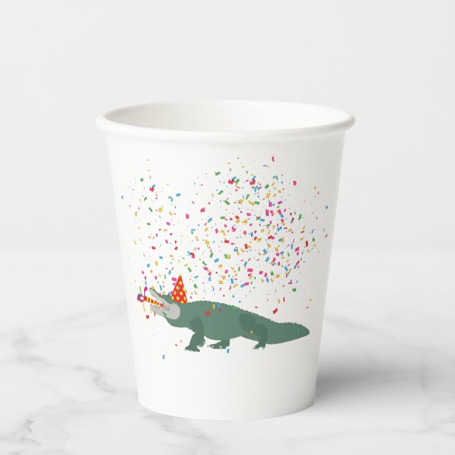Vasos De Papel Cocodrilo lagarto - Animales que tienen un Fiesta (Anverso)