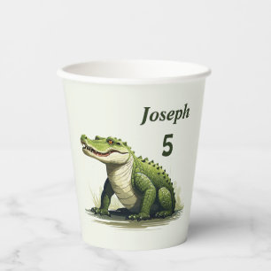Vasos De Papel Cocodrilo personalizado - Añade tu nombre y edad