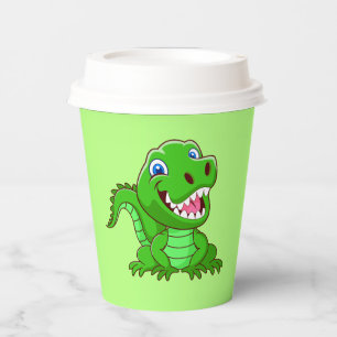 Vasos De Papel Cocodrilo Sonriente Dibujo Animado-64836