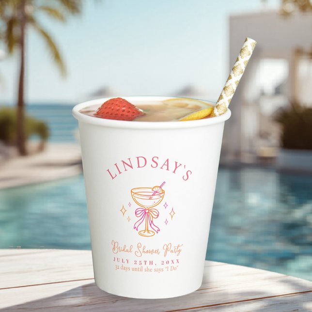 Vasos De Papel Coctail Bridal Shower (Coctail Bridal Shower Paper Cups)