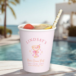 Vasos De Papel Coctail Bridal Shower Pink