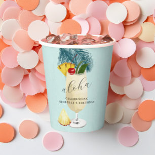 Vasos De Papel Cóctel Cereza en la Parte Superior Fiesta de Cumpl