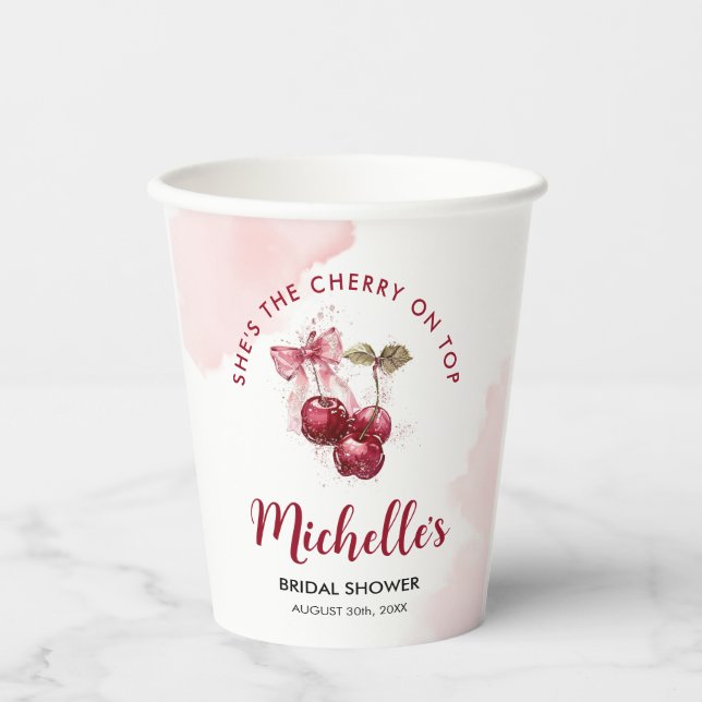 Vasos De Papel Cóctel Tazón de Boda de Verano Cereza en la Parte  (Anverso)