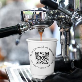 Vasos De Papel Código QR | Blanco Minimalista moderno y sencillo