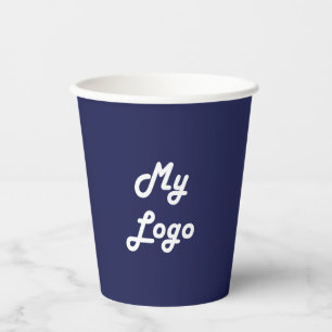 Vasos De Papel Código qr del logotipo corporativo de Navy blue bu