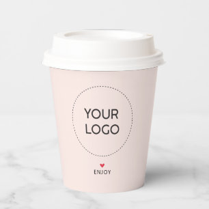 Vasos De Papel Código QR del logotipo empresarial de corazón simp