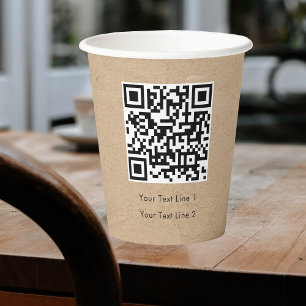 Vasos De Papel Código QR profesional moderno Kraft Brown