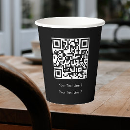 Vasos De Papel Código QR profesional moderno simple negro