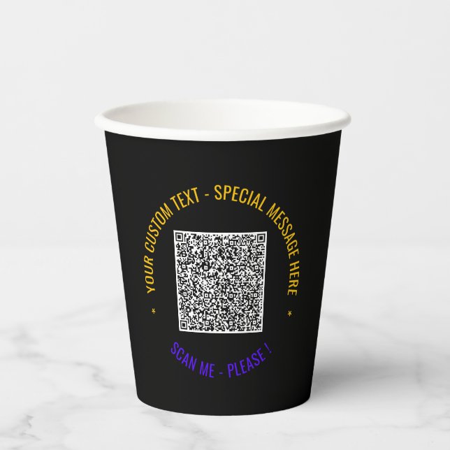 Vasos De Papel Código QR y Cups de papel de texto Personalizado - (Anverso)