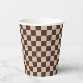 Vasos De Papel Coffee Brown Checkerboard