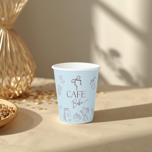 Vasos De Papel Coffee Theme Blue Bow Cafe Bebe Boy Baby Shower (Subido por el creador)