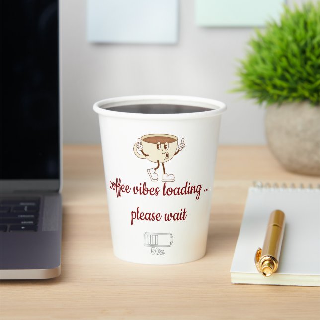 Vasos De Papel Coffee Vibes Loading – Minimal Coffee Mug  (in situ)