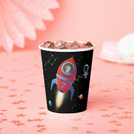 Vasos De Papel Cohete con foto | Cumpleaños del Astronauta Aliení