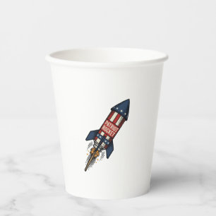 Vasos De Papel Cohete Patriota Diseño de Fuegos Artificiales Vint