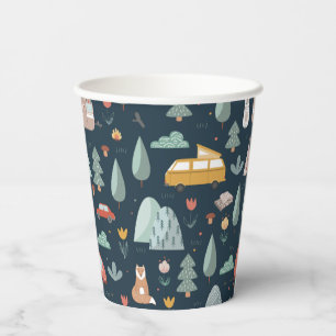 Vasos De Papel Colas de Fiestas de camping Escenario forestal