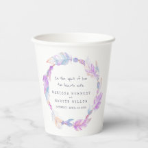 Colas de plumas color morado arte acuarela matrimo