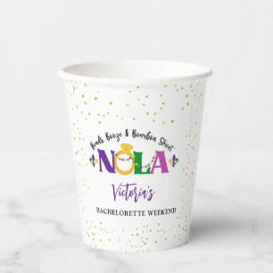 VASOS DE PAPEL COLCHAS, BOOZE Y BOURBON STREET NOLA BACHELORETTE