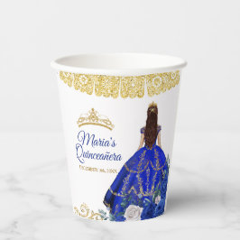 Vasos De Papel Colchones azules reales Quinceañera Crown Birday P