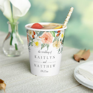 Vasos De Papel Colección de Bodas de primaverales de flores