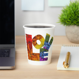 Vasos De Papel Colección de flores de amor Fondo blanco