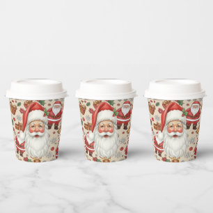 Vasos De Papel Colección de Navidad de Papá Noel con Acuarela Vic