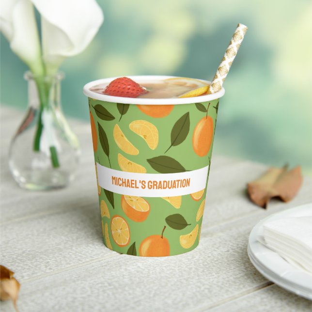 Vasos De Papel Colección de patrones de cesta de frutas - Naranja (in situ)