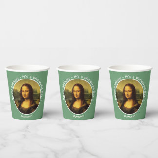 Vasos De Papel Colección Fiesta Leonardo da Vinci Mona Lisa