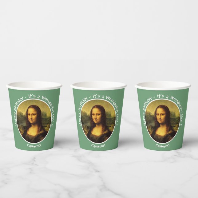 Vasos De Papel Colección Fiesta Leonardo da Vinci Mona Lisa (Multi)