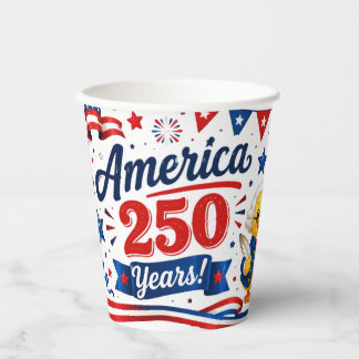 Vasos De Papel Colección Patriótica de Patitos de América 250 Año