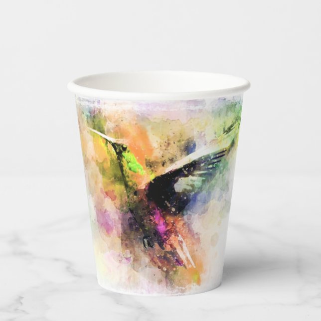 Vasos De Papel Colibrí acuarela  (Anverso)
