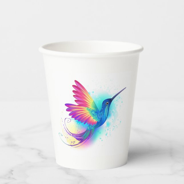 Vasos De Papel Colibrí arcoiris exótica (Anverso)