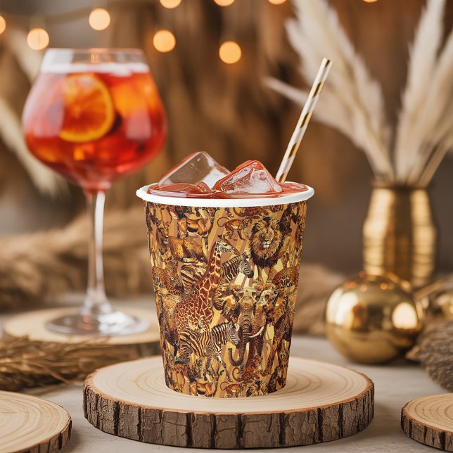 Vasos De Papel Collage de animales salvajes Safari Bachelorette I (Subido por el creador)