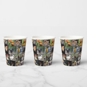 Vasos De Papel Collage de fotos De Pollos Y Gallos,