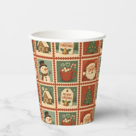 Vasos De Papel Collage de sellos de Navidades retro