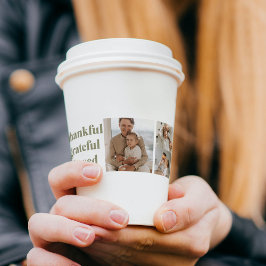 Vasos De Papel Collage moderno tres fotos Acción de Gracias