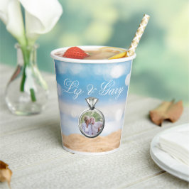 Vasos De Papel Collar de Anillo Personalizado de Foto de Boda en