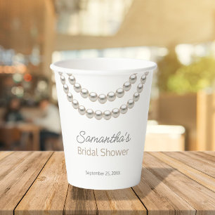 Vasos De Papel Collar de Perlas Elegante para Despedida de Solter