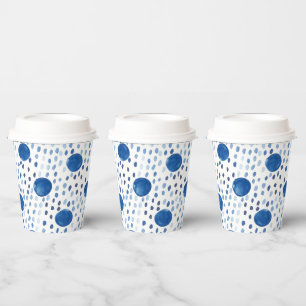 Vasos De Papel Color azul índigo acuático pequeño polka puntos sh