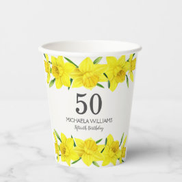 Vasos De Papel Color de agua amarillo Daffodils Fiesta de cumplea