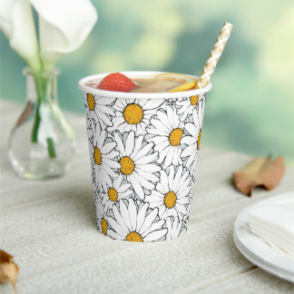 Vasos De Papel Color de agua del patrón floral de margarita de ve