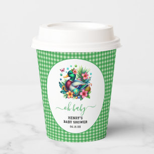 Vasos De Papel color de agua verde Un niño de pato afortunado pri