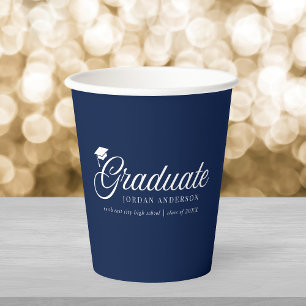 Vasos De Papel Color de fondo editable de la birrete de graduació