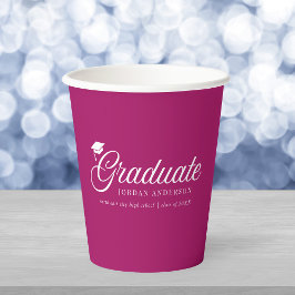 Vasos De Papel Color de fondo editable de la birrete de graduado