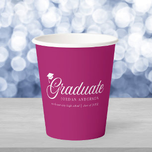 Vasos De Papel Color de fondo editable de la birrete de graduado