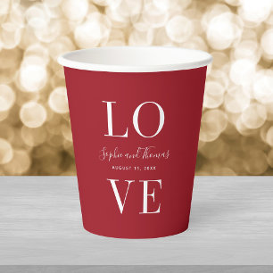 Vasos De Papel Color de Fondo Personalizado Moderno Elegante Amor